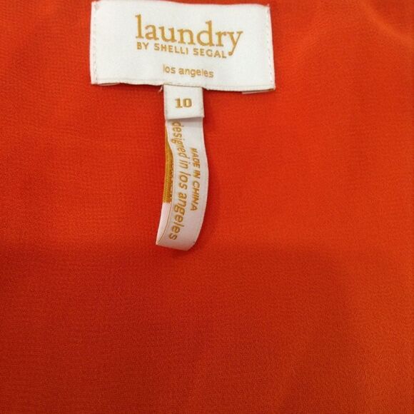 Laundry by Shelli Segal Orange Gauze Spaghetti Strap Sundress Size 10 - Picture 6 of 7